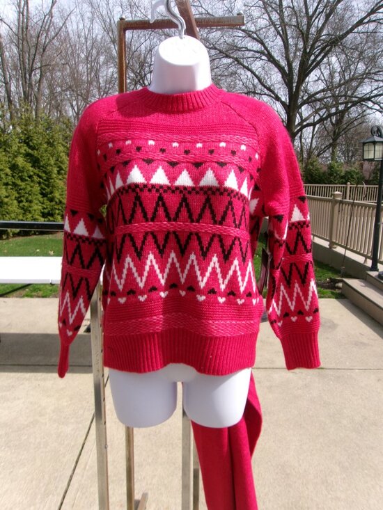 NWT JONES NEW YORK RED SWEATER W SCARF XS - Picture 2 of 2